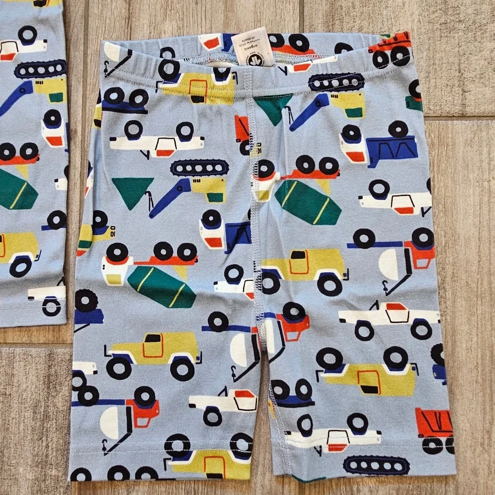 Hanna Andersson Pajama Set Kids 8 Blue Construction Truck NEW Short Sleeve PJs